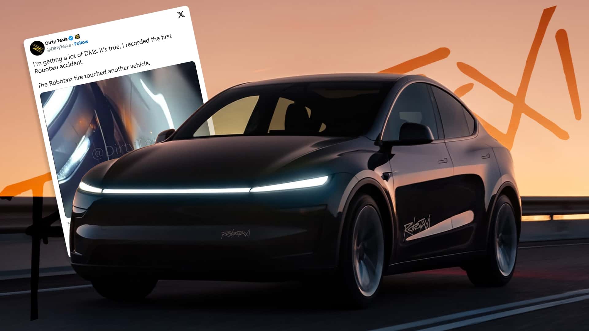Imbarazzo in rete per Tesla, il Robotaxi ha un incidente. Video 1