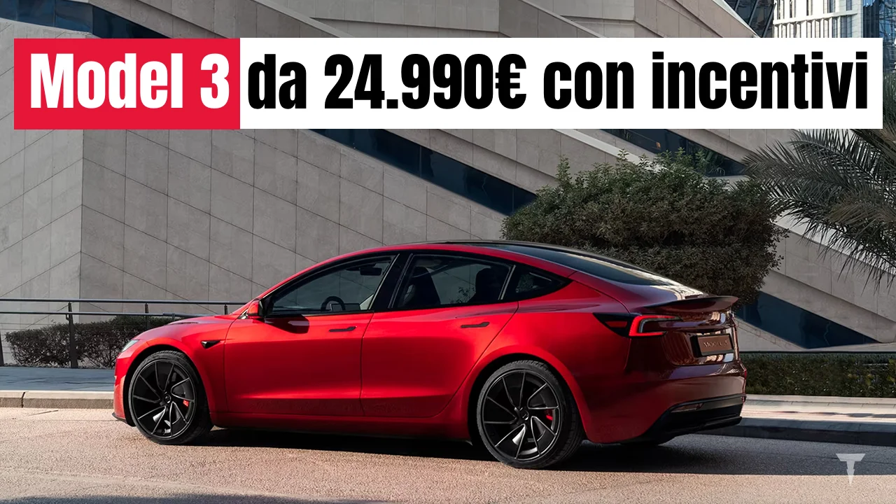 Tesla Model 3 RWD può scendere fino a 24.990€ con i nuovi incentivi auto 2025 dal 15 Ottobre 1